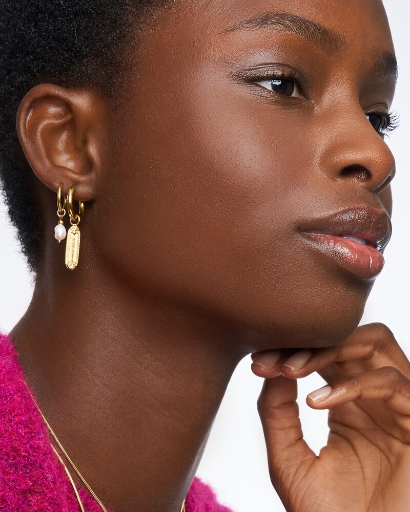EARRING HOOPS PEARL GOUD