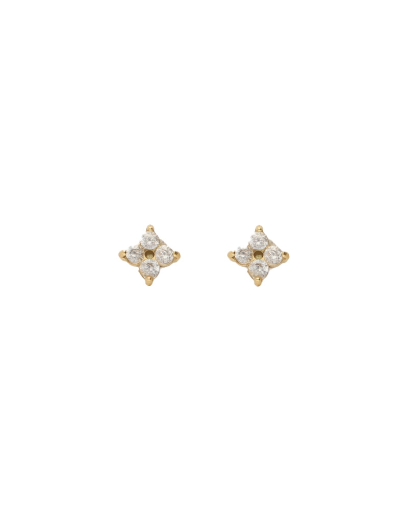 STUDS KLAVER MET TRANSPARANTE STRASS