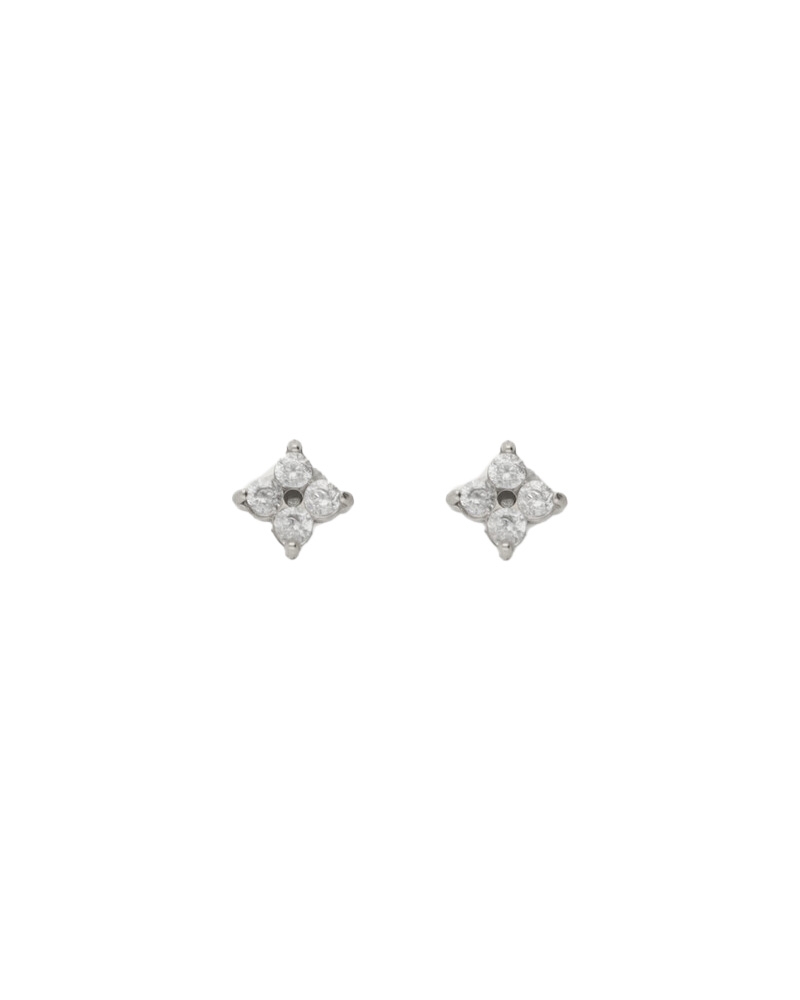 STUDS KLAVER MET TRANSPARANTE STRASS