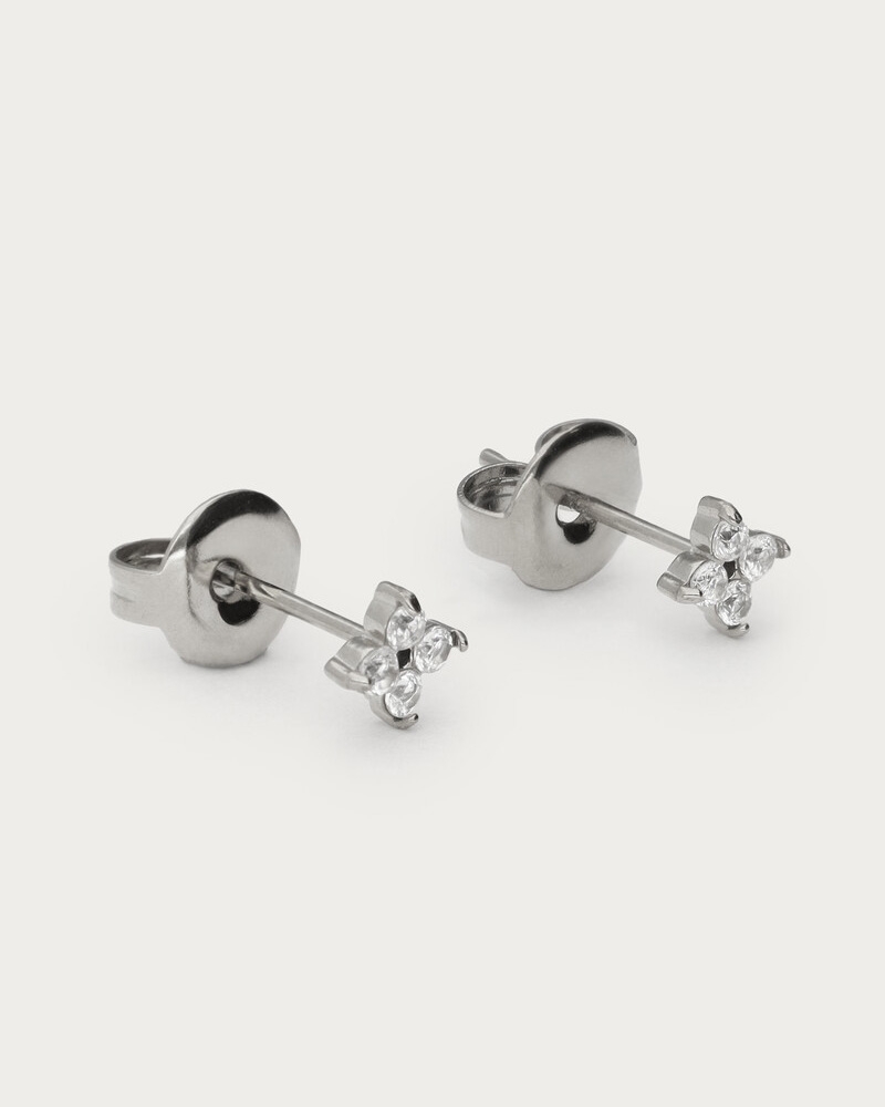 STUDS KLAVER MET TRANSPARANTE STRASS