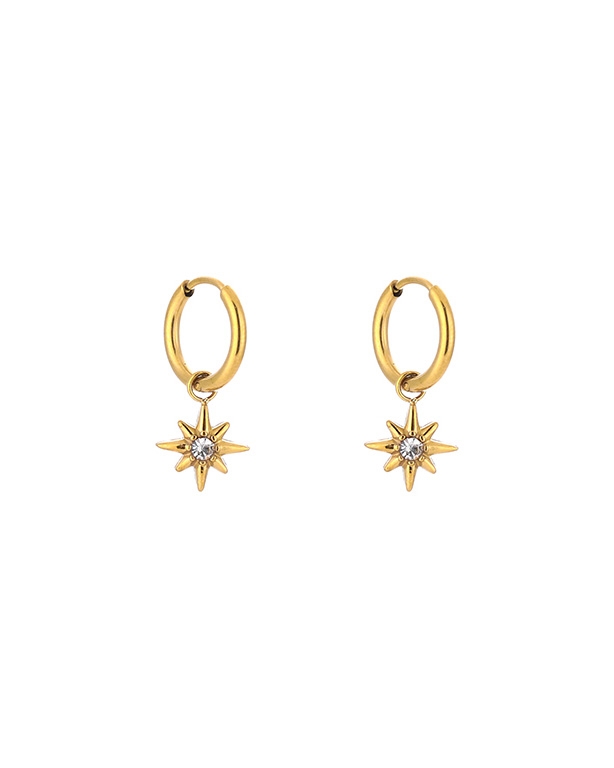 MORNING STAR OORRINGEN GOUD / CRYSTAL