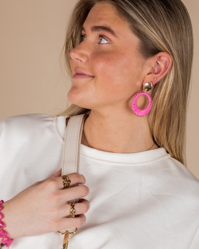 Gossip 300724701 RONDE OORSTEKERS RAFFIA