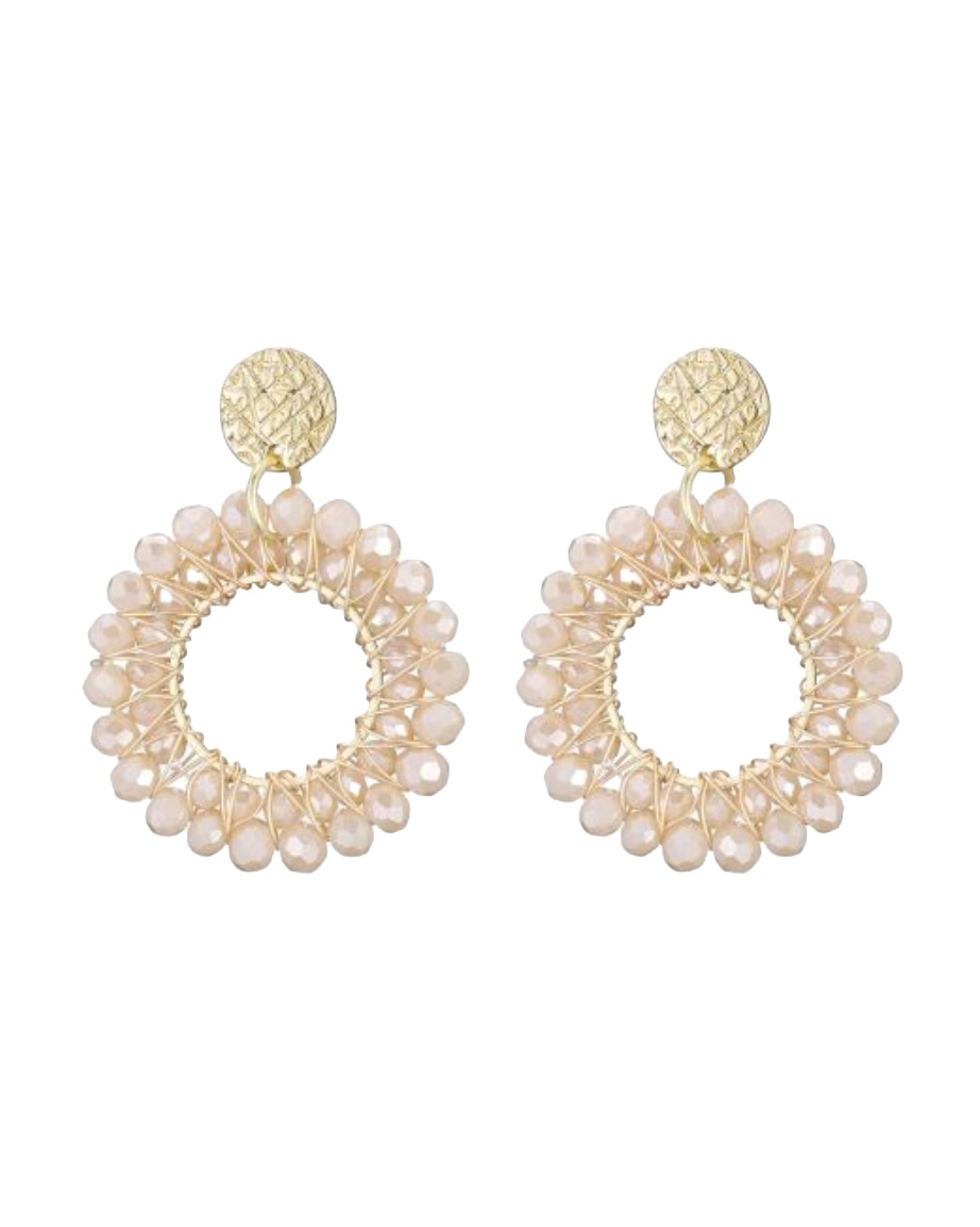 RONDE OORSTEKERS BEIGE MET KRALEN