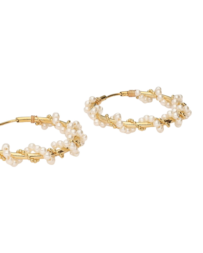STATEMENT OORRINGEN MET IMITATIEPARELS SWIRL GOUD