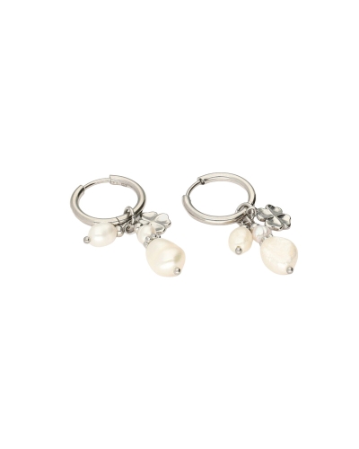 My Jewellery OORRINGEN MET NATUURLIJKE PARELS EN KLAVER ZILVER 