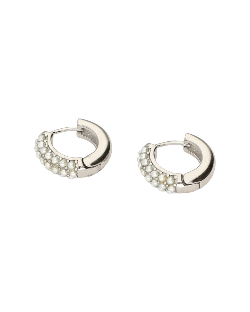 OORRINGEN MET MINI IMITATIEPARELS ZILVER