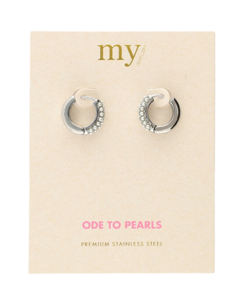 OORRINGEN MET MINI IMITATIEPARELS ZILVER