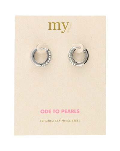 OORRINGEN MET MINI IMITATIEPARELS ZILVER