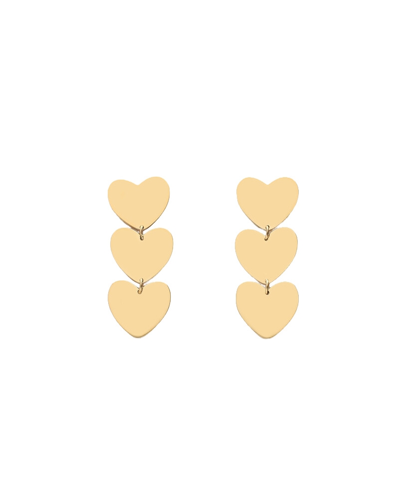 OORHANGERS MET DRIE HARTJES GOUD