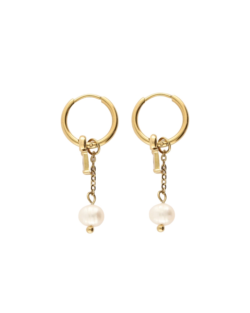 MINIMALISTISCHE OORRINGEN MET IMITATIEPAREL EN STRASS GOUD