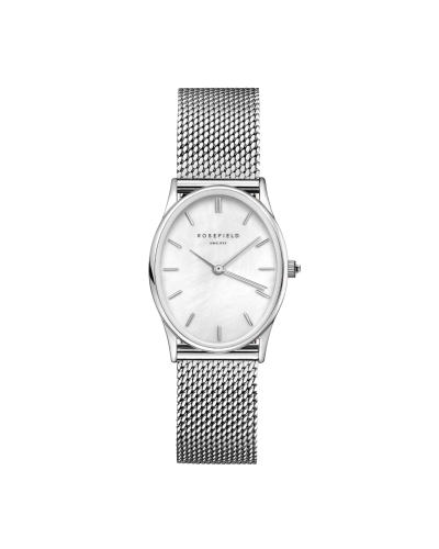 ROSEFIELD OVAL PEARL MESH ZILVER