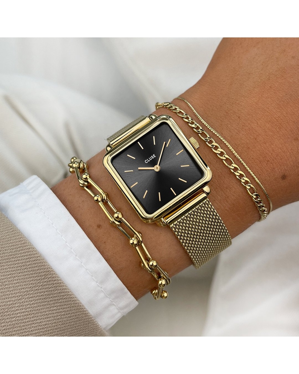 LA TÉTRAGONE MESH HORLOGE GOUD 