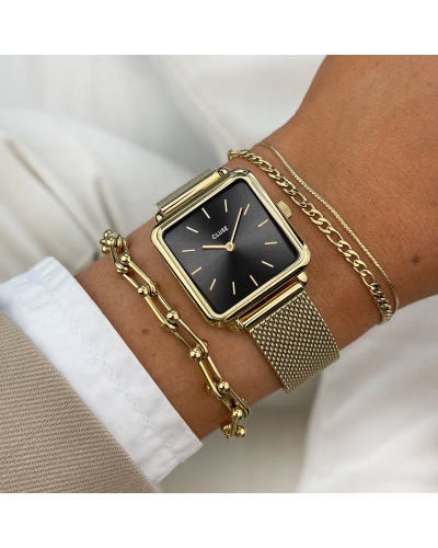 CLUSE LA TÉTRAGONE MESH HORLOGE GOUD 