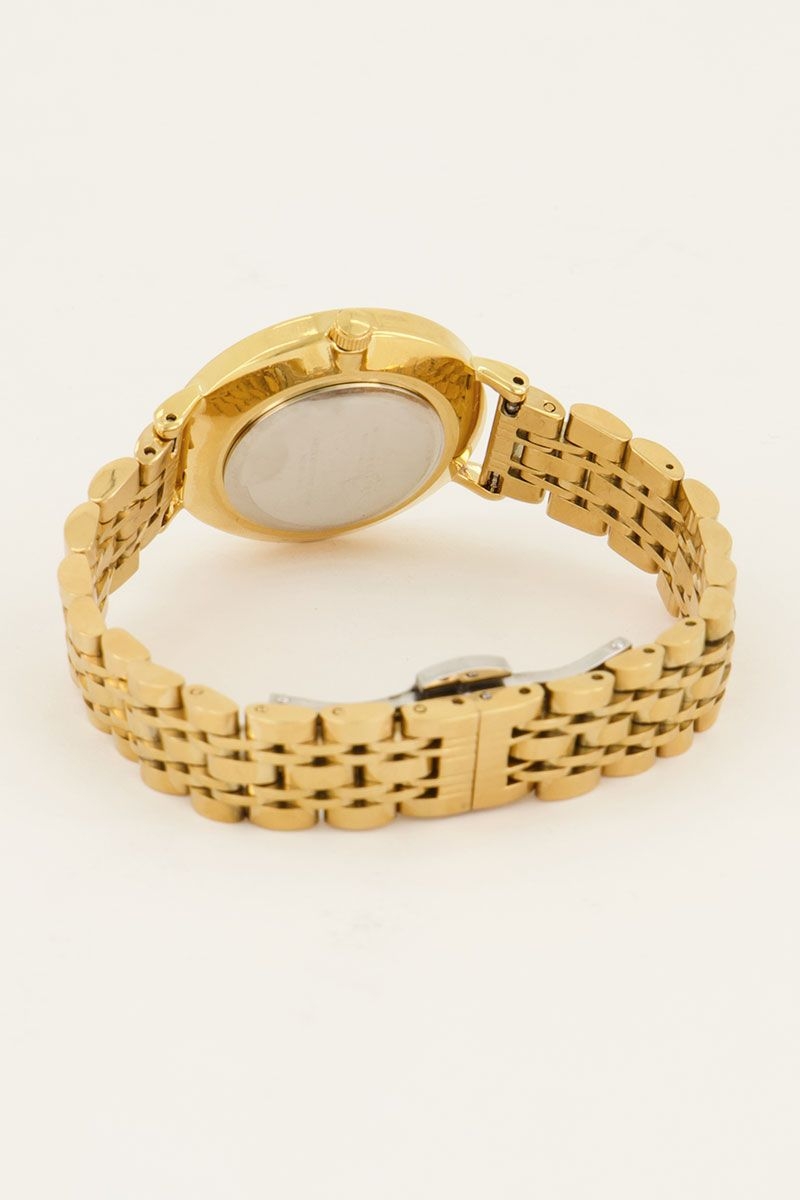 ROND GOUD HORLOGE MET WITTE WIJZERPLAAT