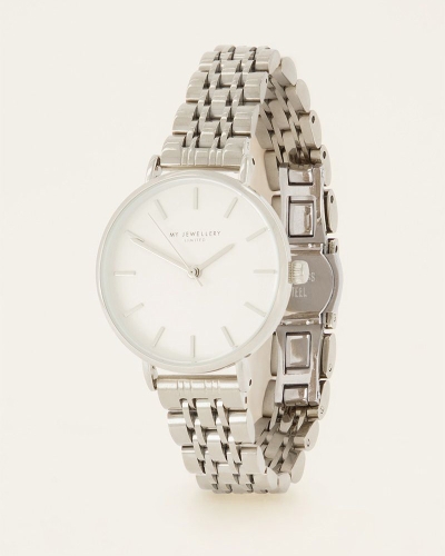 My Jewellery ROND ZILVER HORLOGE MET WITTE WIJZERPLAAT
