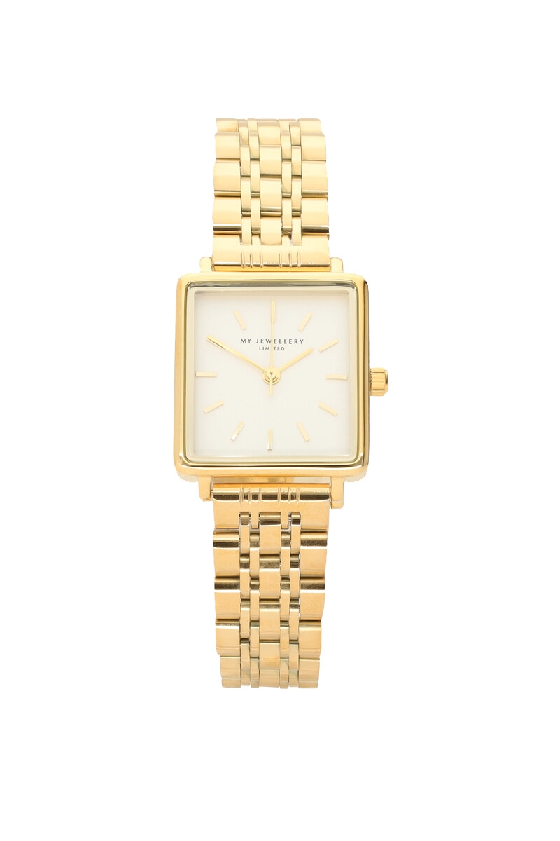 HORLOGE WITTE WIJZERPLAAT GOUD