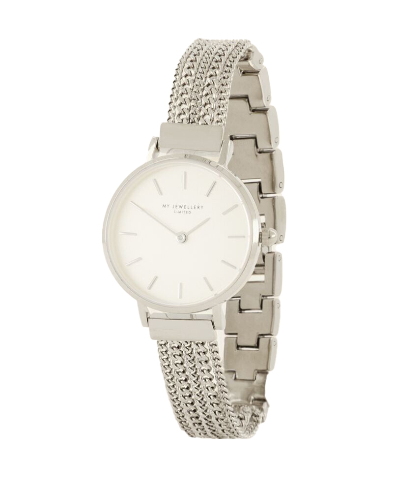 HORLOGE MET LOSSE SCHAKELKETTINGEN ZILVER