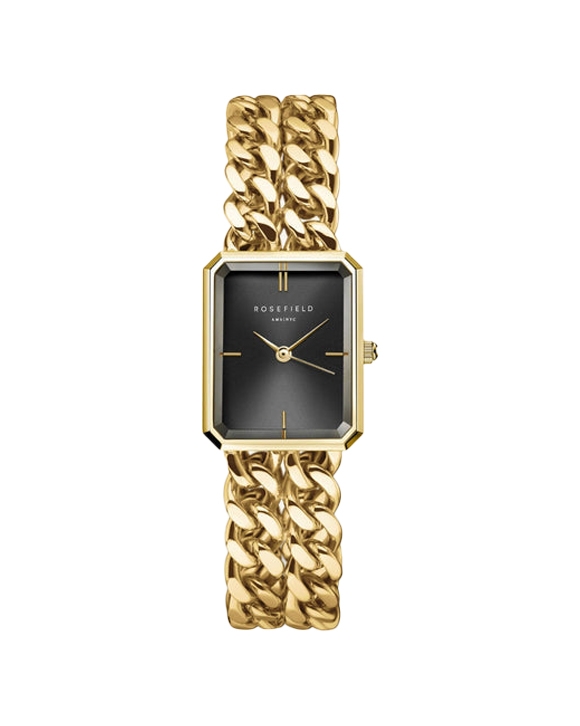 ROSEFIELD THE OCTAGON XS DOUBLE CHAIN GOUD EN ZWART