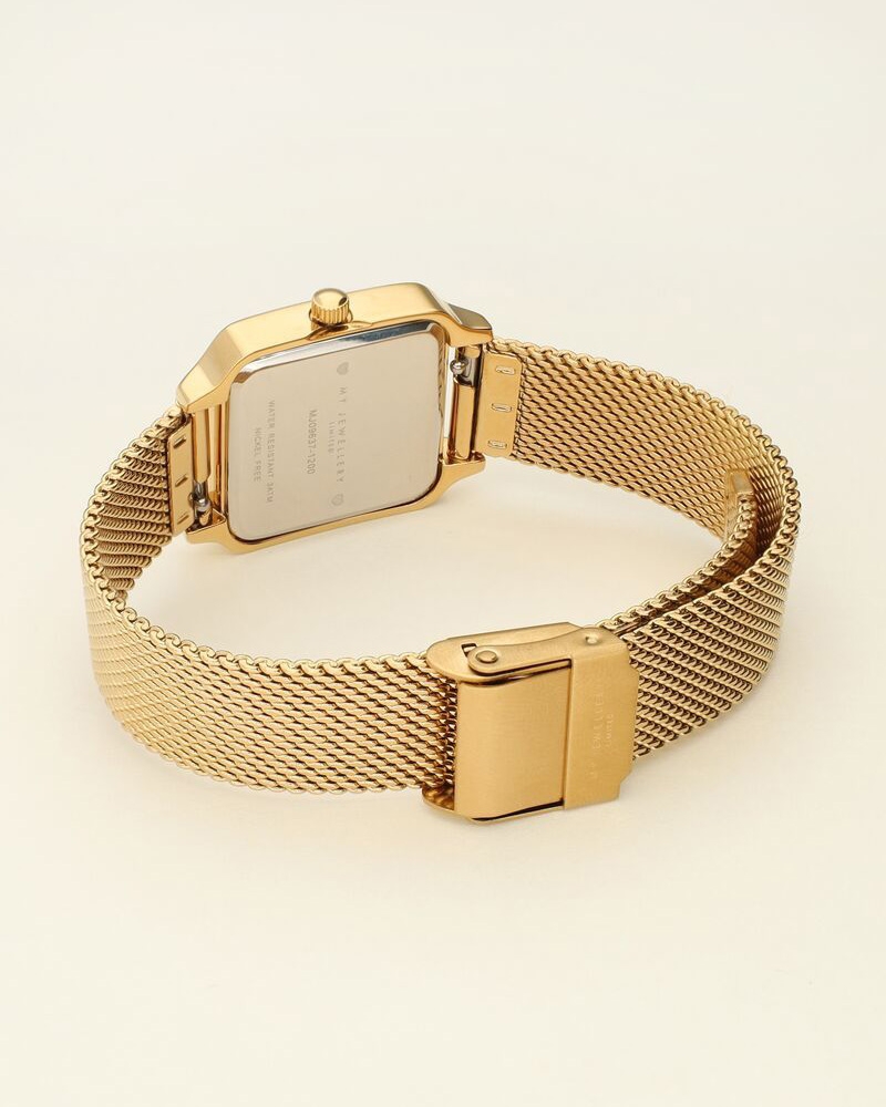 HORLOGE MET VIERKANTE WIJZERPLAAT GOUD