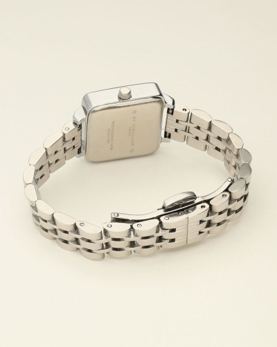 VIERKANT HORLOGE MET SCHAKELBAND ZILVER
