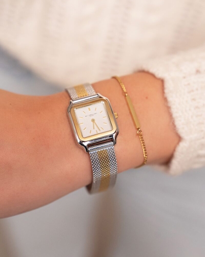 My Jewellery HORLOGE MET VIERKANTE WIJZERPLAAT EN MULTIKLEUR SCHAKELBAND