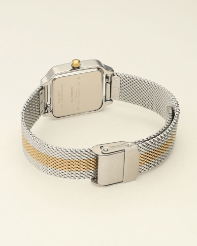 HORLOGE MET VIERKANTE WIJZERPLAAT EN MULTIKLEUR SCHAKELBAND