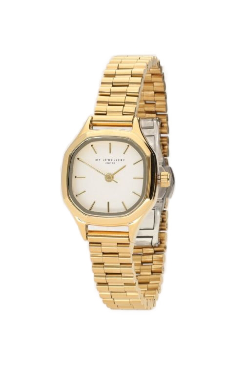 VINTAGE ZESHOEKIGE HORLOGE GOUD 
