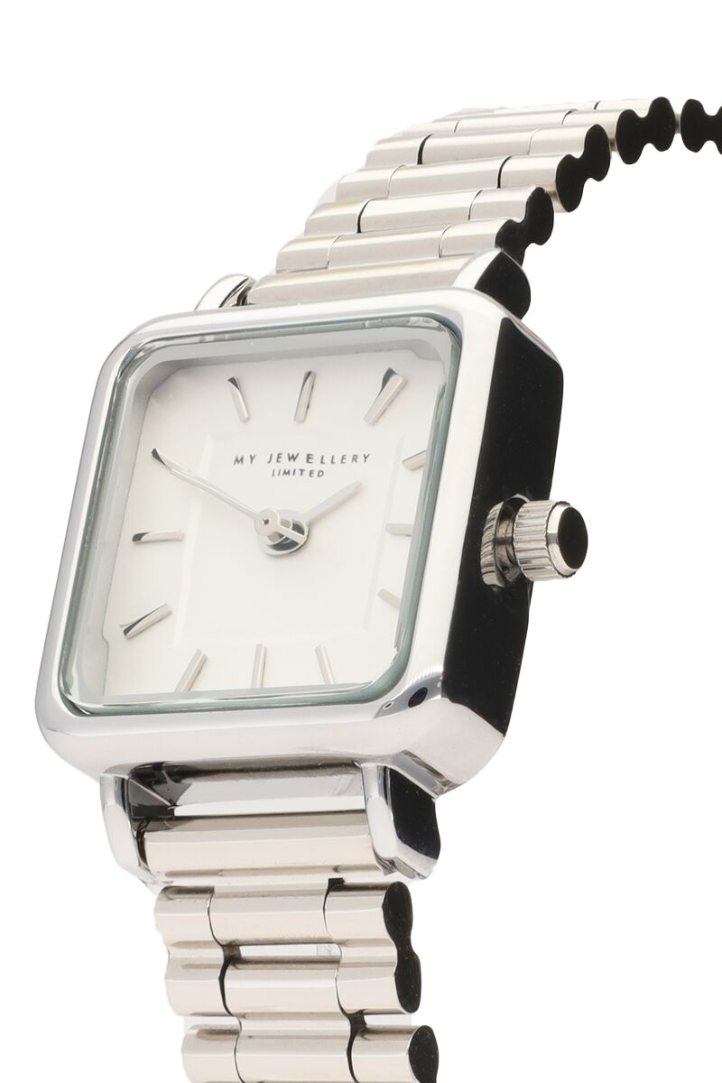 VIERKANT VINTAGE HORLOGE ZILVER