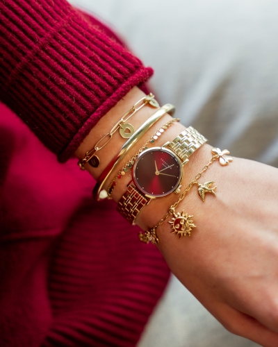 ROSEFIELD HORLOGE SMALL EDIT BURGUNDY GOLD