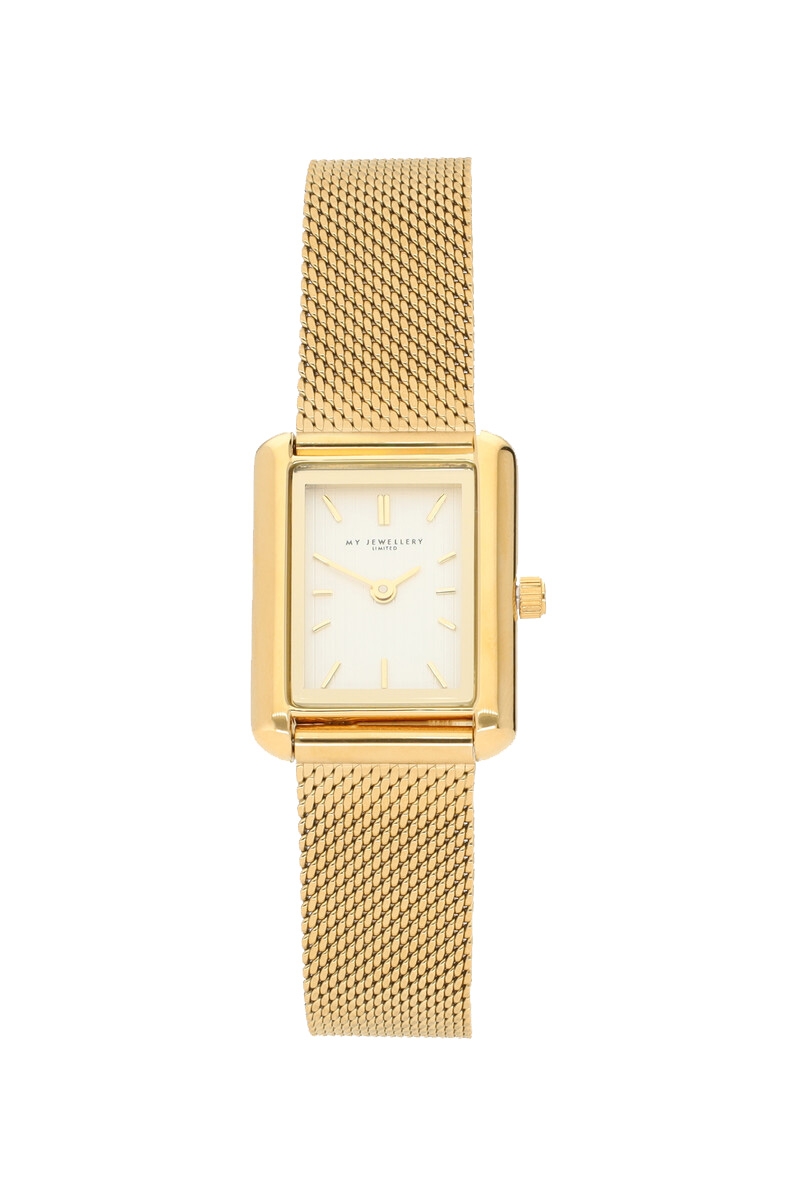 HORLOGE MET FIJNE SCHAKELBAND GOUD