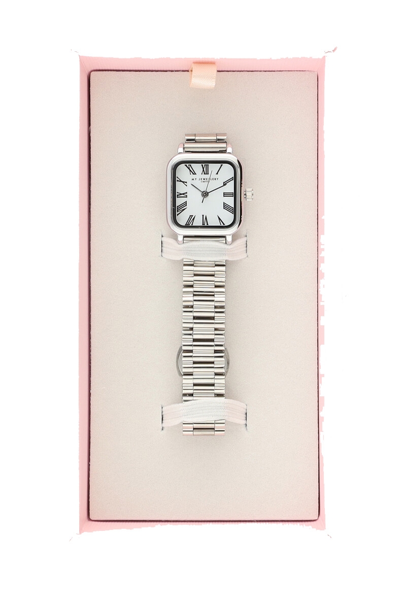 VIERKANTE HORLOGE VINTAGE ZILVER