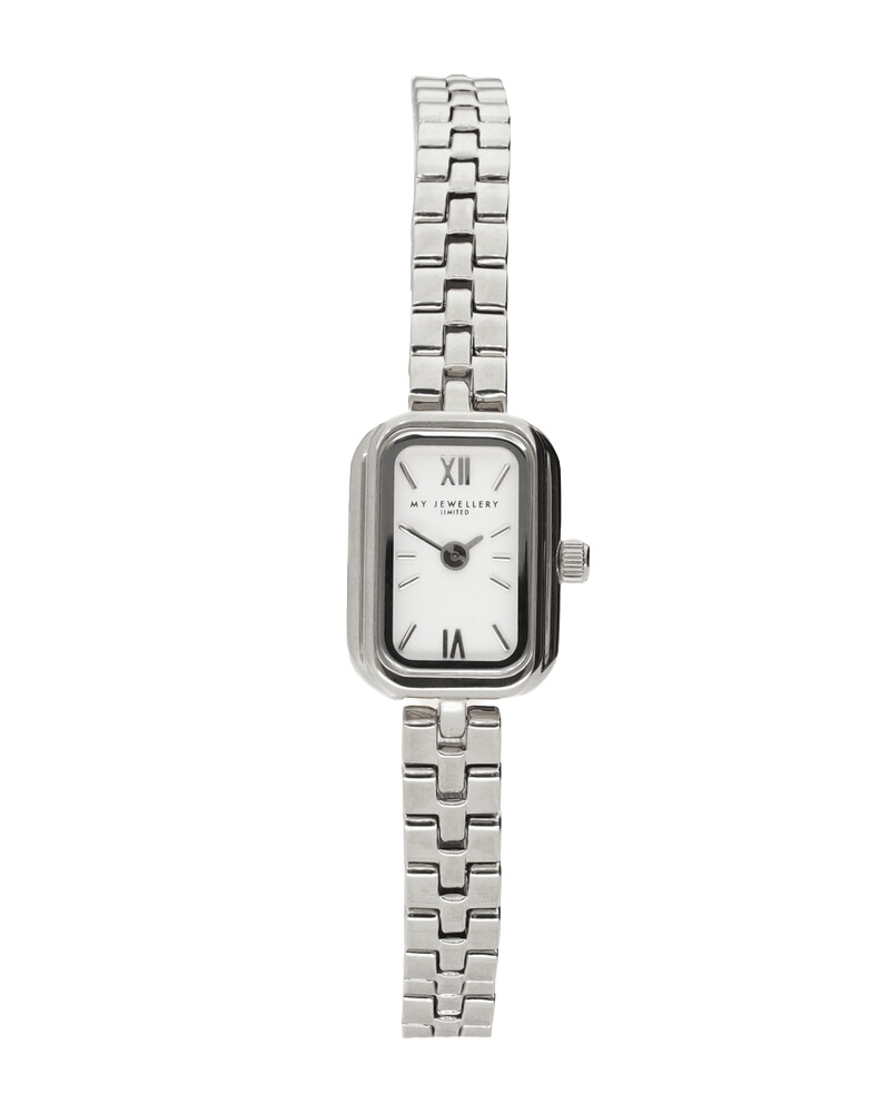 VIERKANTE MINI HORLOGE ZILVER