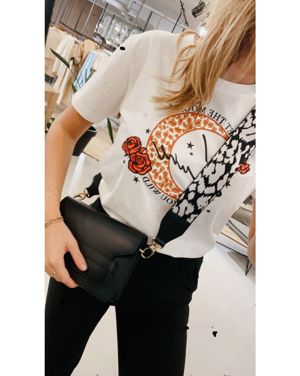 BAG STRAP LEOPARD ZWART