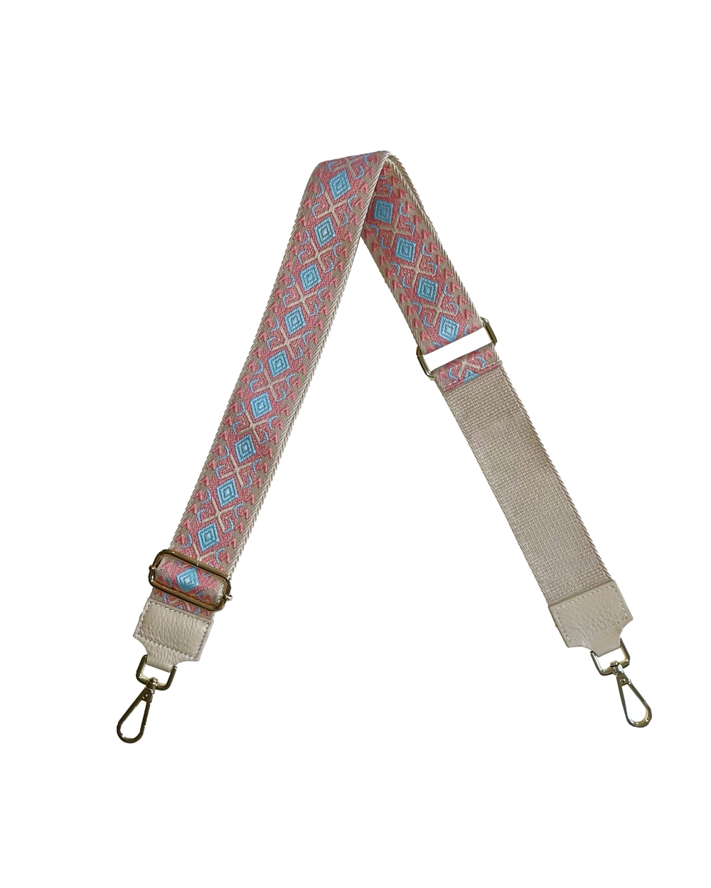BAG STRAP MET PRINT ROZE/BLAUW