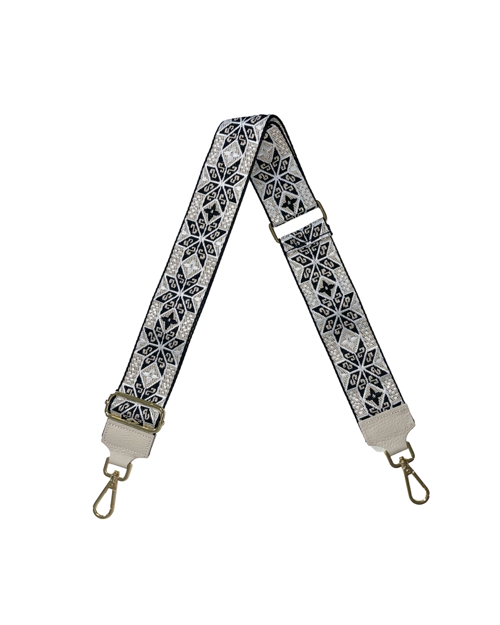 BAGSTRAP MOLLIE ZWART WIT BEIGE