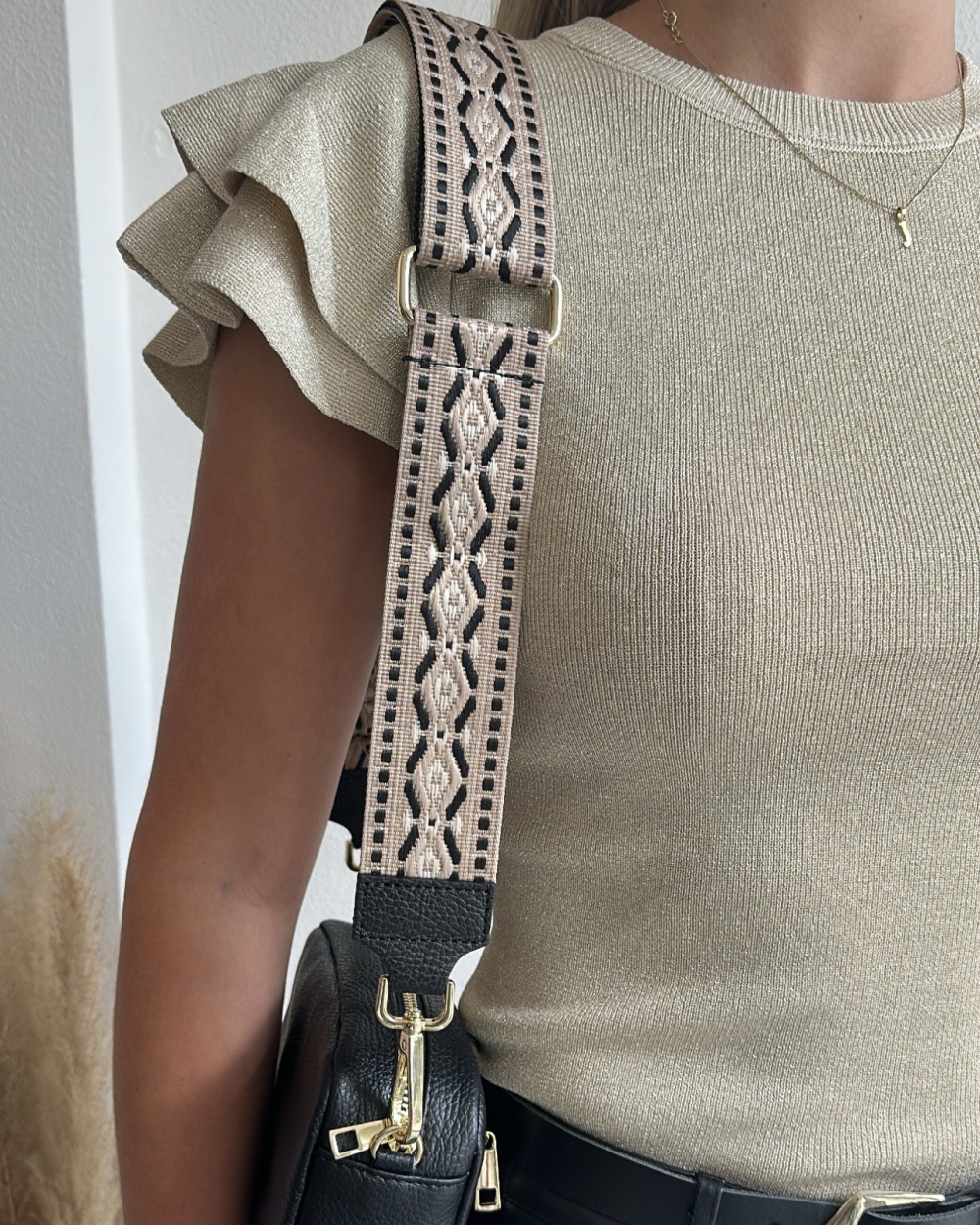 BAGSTRAP EGYPT ZWART BEIGE