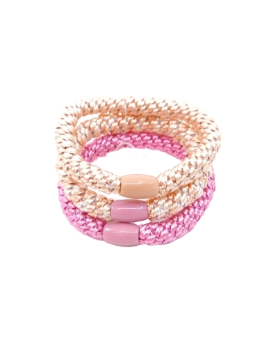 SET VAN DRIE HAARELASTIEKJES LICHT ROZE