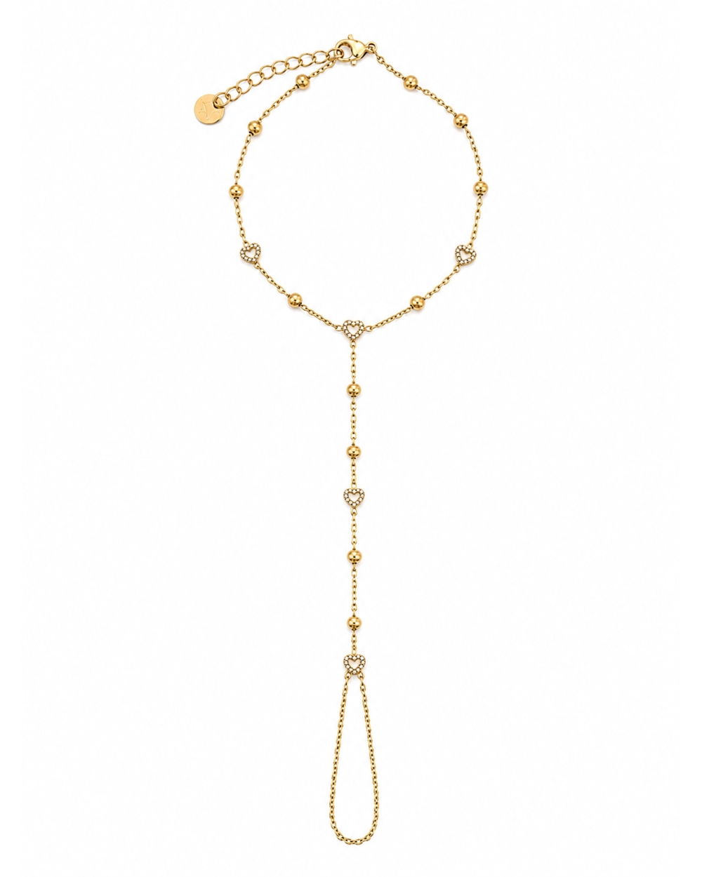 HAND CHAIN CRYSTAL HARTJES GOUD