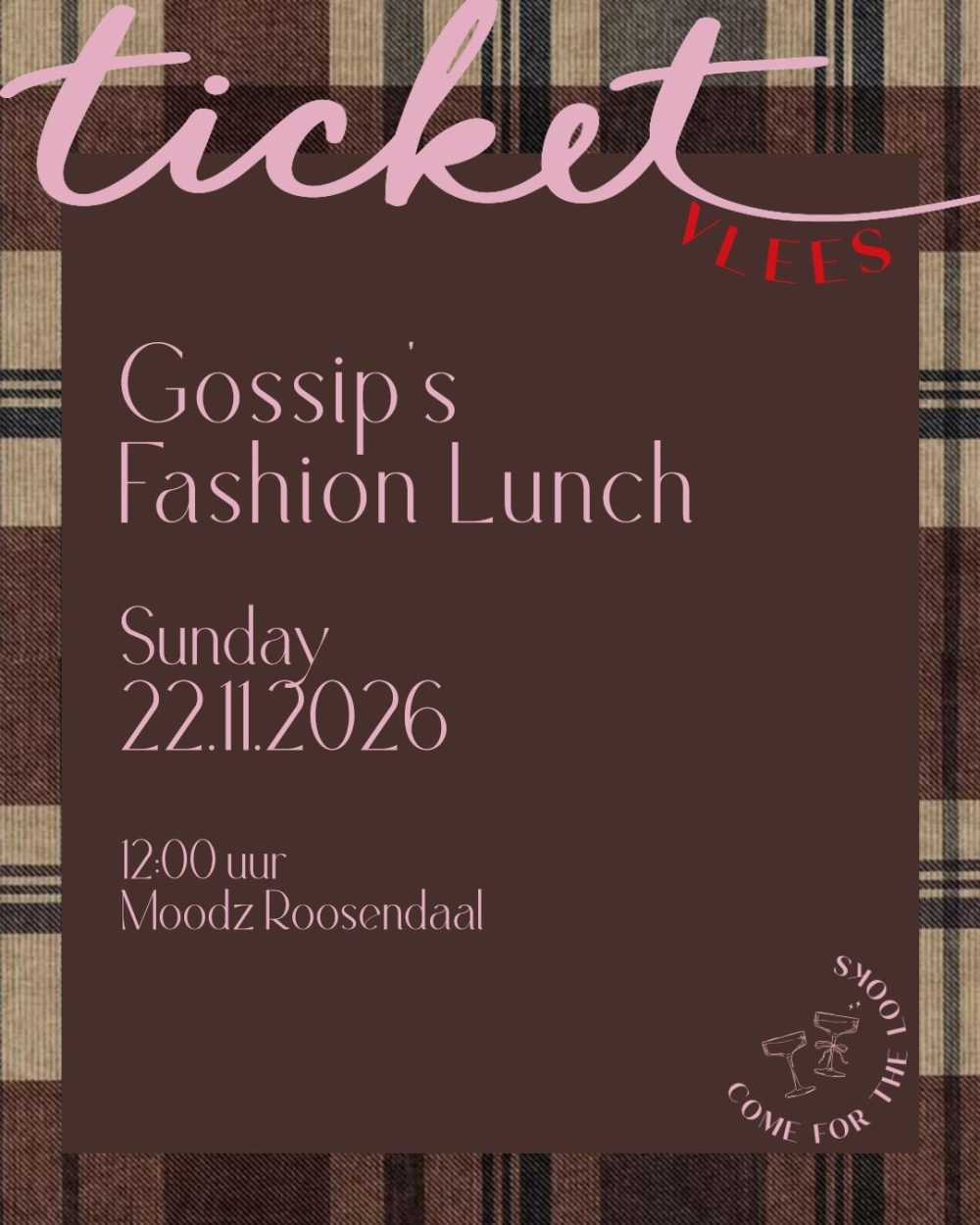 Gossip TICKET FASHION LUNCH VLEES Goud