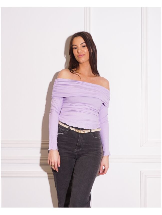 GOSSIP OFF SHOULDER TOP LILA LILA