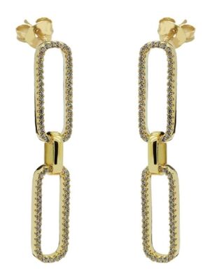 KARMA OORBELLEN XL DUBBEL ZIRKONIA OVAAL}