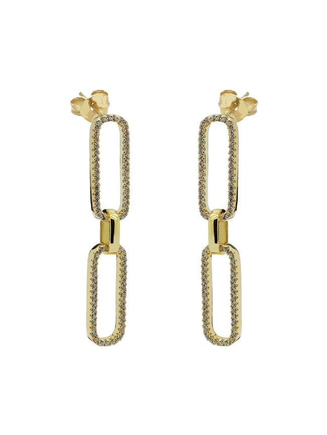 KARMA OORBELLEN XL DUBBEL ZIRKONIA OVAAL